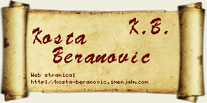 Kosta Beranović vizit kartica